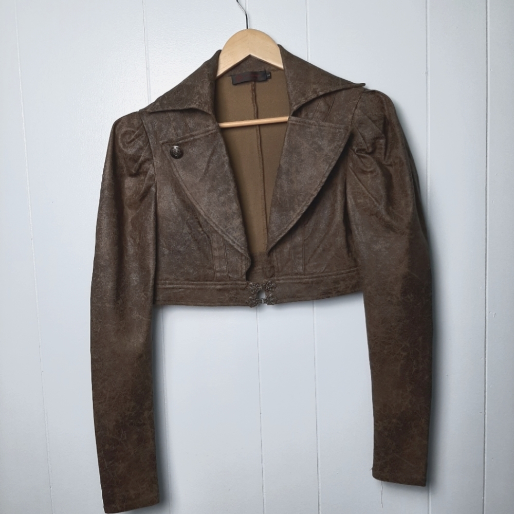 PENTAGRAMME FAUX LEATHER VINTAGE Crop Jacket